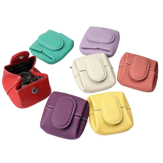 Royal Bagger Mini Lychee Pattern Coin Purse, Solid Color Buckle Key Earphone Storage Bag, Casual Change Pouch for Daily Use 1944