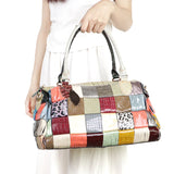 Royal Bagger Colorblock Patchwork Tote Bags, Genuine Leather Satchel Purse, Luxury Top Handle Shoulder Bag for Women 1771
