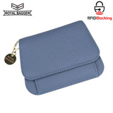 Royal Bagger RFID Short Wallets for Women Genuine Cow Leather Fashion Card Holder with Key Ring Holders Clutch Slim Coin Purse